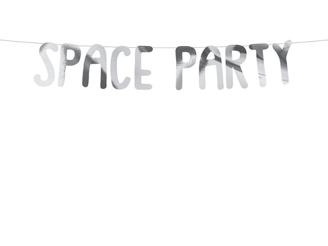 Závěsná girlanda VESMÍR "SPACE PARTY" stříbrná, délka 96 cm