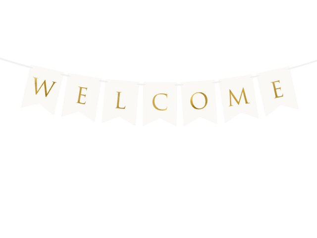 Závěsný banner "WELCOME" - bílý, 15x95 cm