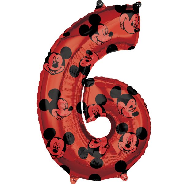 Fóliový balónek číslice "6 " - Mickey Mouse, 66cm