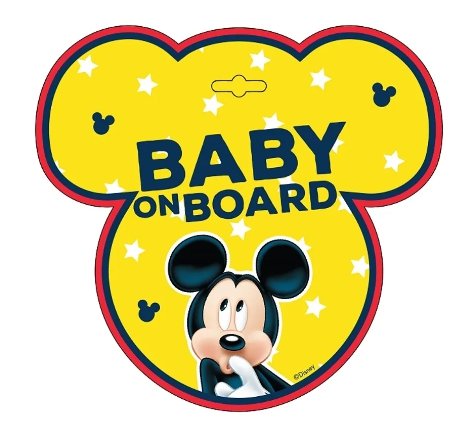 Cedulka na přísavku dítě v autě "Baby on board" - Mickey Mouse