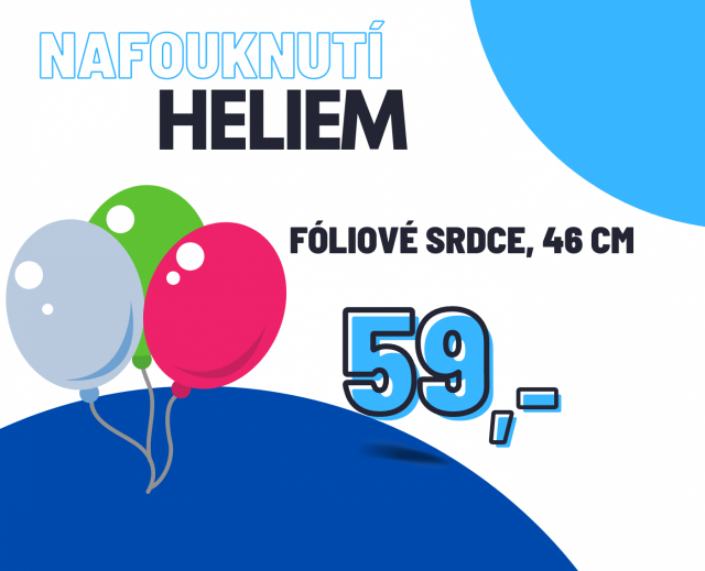 Helium - nafouknutí - fóliové srdce, 46 cm