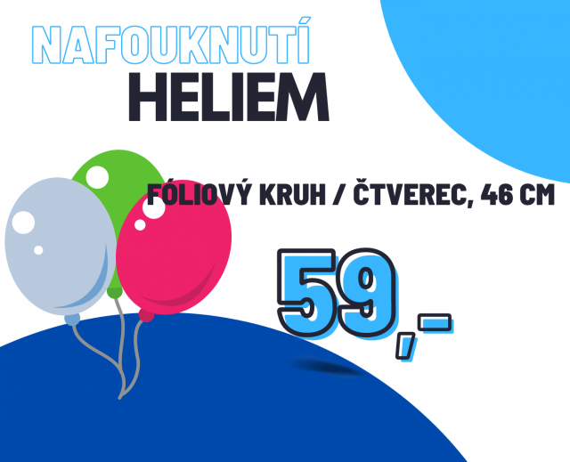 Helium - nafouknutí - fóliový kruh / čtverec, 46 cm