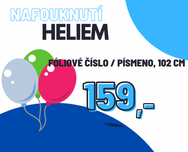 Helium - nafouknutí - velké fóliové číslo / písmeno, 102 cm