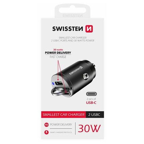 Swissten Cl Adaptér Power Delivery Usb-C + Super Charge 3.0 30W Nano Černý