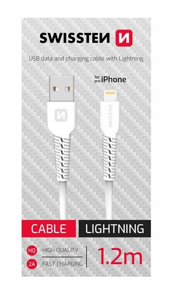 Datový kabel SWISSTEN USB / Lightning, délka 1m, bílý (zn. SWISSTEN)