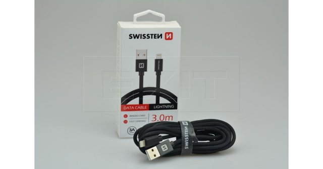 Datový kabel Lightning v odolném zpracování, délka 3m (zn. SWISSTEN)