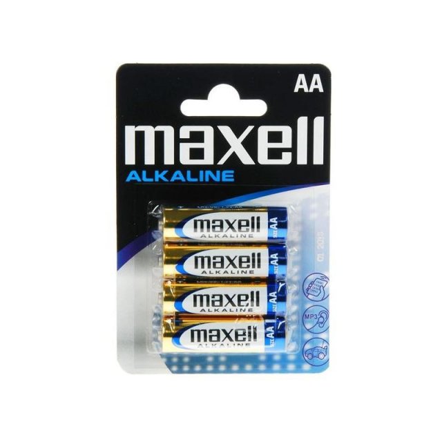 Maxell alkalické baterie AA, set 4ks