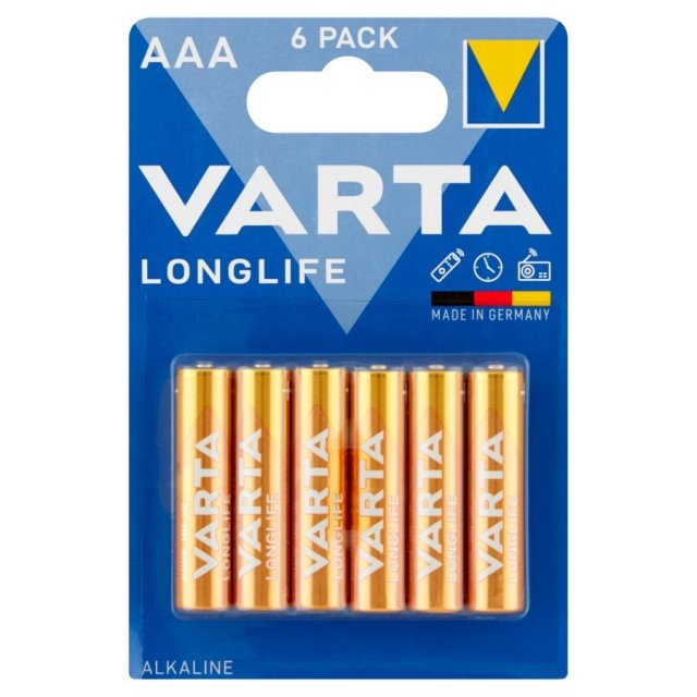 VARTA alkalické baterie Longlife, AAA, 6 ks