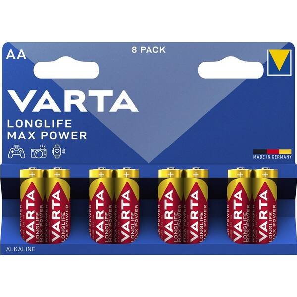 VARTA baterie alkalické Longlife Max Power AA, LR06, blistr 8ks