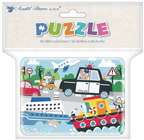 Puzzle doprava, 60 dílků v plechovce (zn. AndělPřerov)