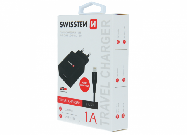 Nabíjecí adaptér SWISSTEN s kabelem Lightning / vstup 1 USB-A (zn. SWISSTEN)