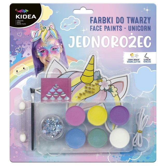 Barvy na obličej - set Jednorožec (zn. KIDEA)