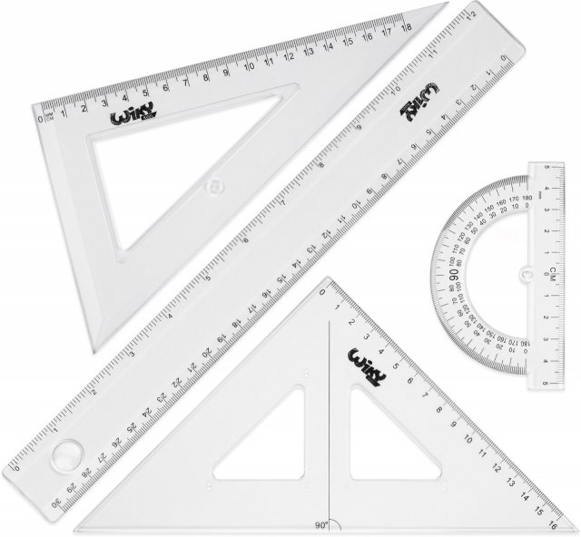 Geometrická sada pravítek na rýsování, transparentní (zn. WIKY)