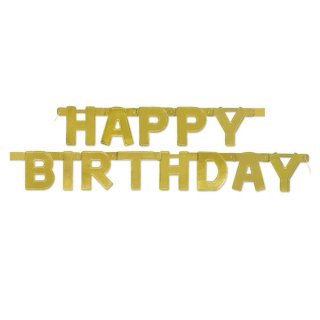 Girlanda "Happy Birthday" zlatá Deluxe, 127x11cm