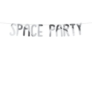 Závěsný baner "Space party" stříbrný