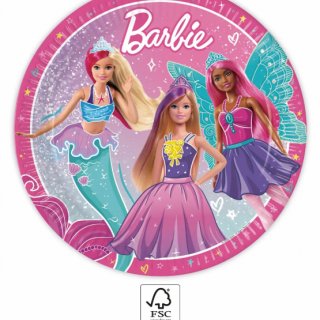 Talíře papírové EKO - Barbie 23cm, 8ks