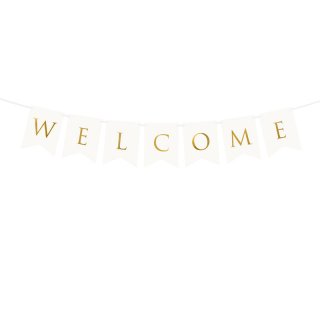 Závěsný banner "WELCOME" - bílý, 15x95 cm