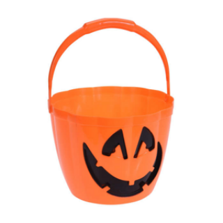 Kbelík HALLOWEEN s LED madlem plastový oranžový 22cm