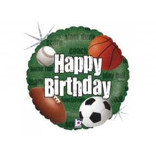 Fóliový balónek Sportovní míče Happy Birthday, velikost 46cm (zn. GRABO)