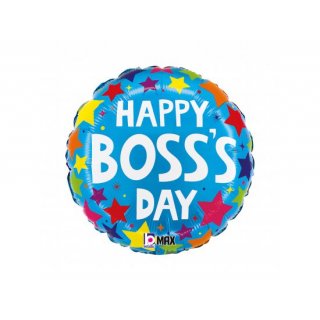 Fóliový balónek Šéfův den / Happy Boss day, kruh, velikost 46 cm (zn. GRABO)