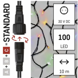 Standard LED spojovací vánoční řetěz, 10 m, venkovní i vnitřní, multicolor (zn. EMOS)