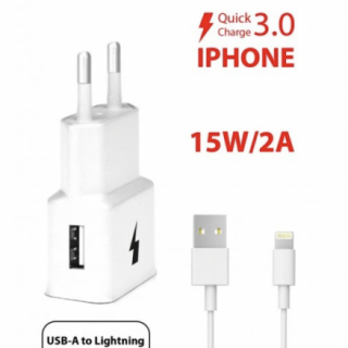 Síťová nabíječka 1xUSB 15W + kabel lightning (bílá)