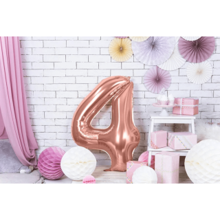 Fóliová ČÍSLICE 4, barva staro-růžová (rosegold), velikost 86 cm (zn. PartyDeco)