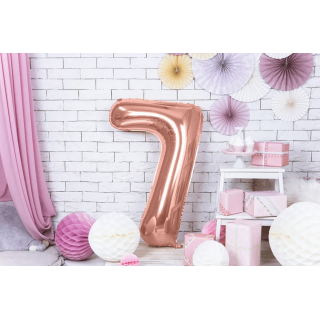 Fóliová ČÍSLICE 7, barva staro-růžová (rosegold), velikost 86 cm (zn. PartyDeco)