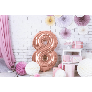 Fóliová ČÍSLICE 8, barva staro-růžová (rosegold), velikost 86 cm (zn. PartyDeco)