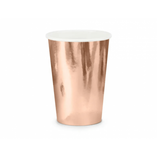 Papírové kelímky, rosegold, 220ml, set 6ks (zn. PartyDeco)