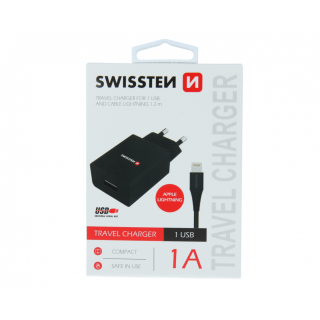 Nabíjecí adaptér SWISSTEN s kabelem Lightning / vstup 1 USB-A (zn. SWISSTEN)