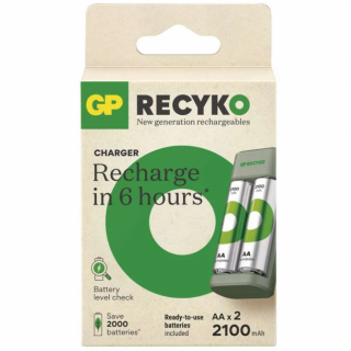 Nabíječka baterií GP ECO E221 + 2x AA, Recyko 2100