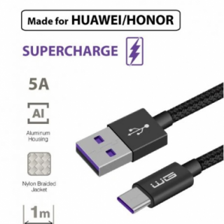 Datový kabel Type-C 5A Super Charge – černá, délka 1m (zn. Winner-mobile)