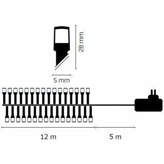 LED vánoční řetěz, 12m, venkovní i vnitřní, multicolor, časovač (zn. EMOS)