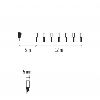 LED vánoční řetěz, 12m, venkovní i vnitřní, multicolor, časovač (zn. EMOS)