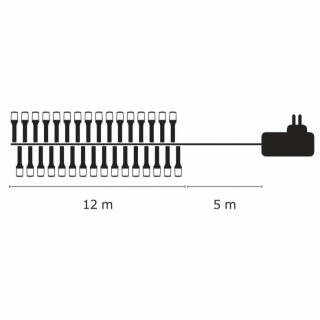 LED vánoční řetěz, 12m, venkovní i vnitřní, multicolor, časovač (zn. EMOS)