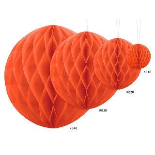 Papírová dekorace, oranžová, koule, 40 cm (zn. PartyDeco)